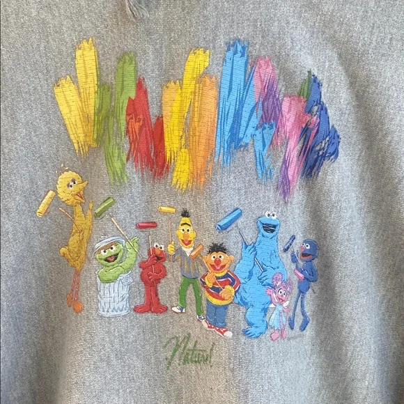 Champion brand collaboration with Sesame Street gray reverse weave hoodie XL - Picture 3 of 8